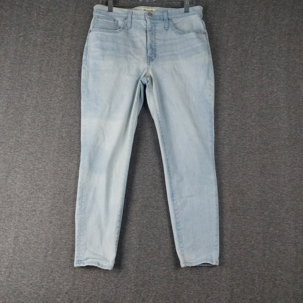 MADEWELL JEANS WOMENS BLUE 9" MIDRISE SKINNY CROP LIGHT WASH DENIM PANTS SIZE 30